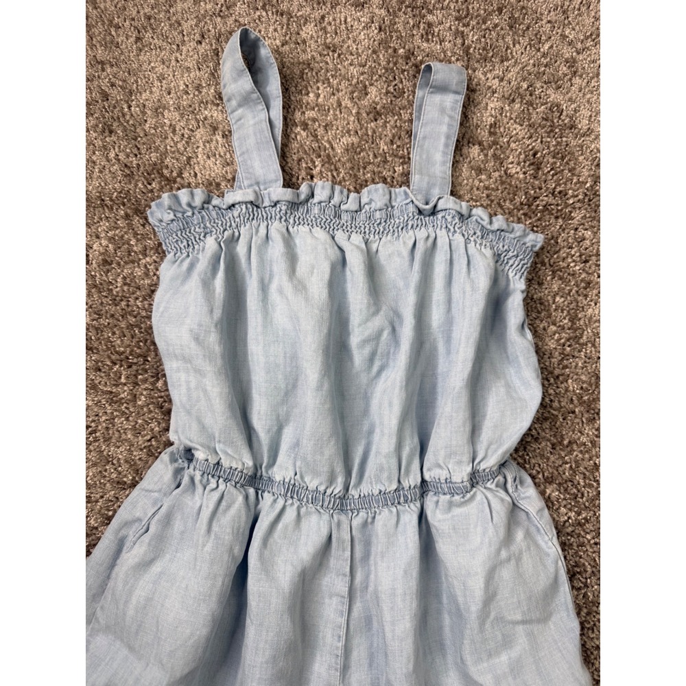 Ellison Light Blue Chambray Smocked Wide Leg Jumpsuit Size Small Sleeveless